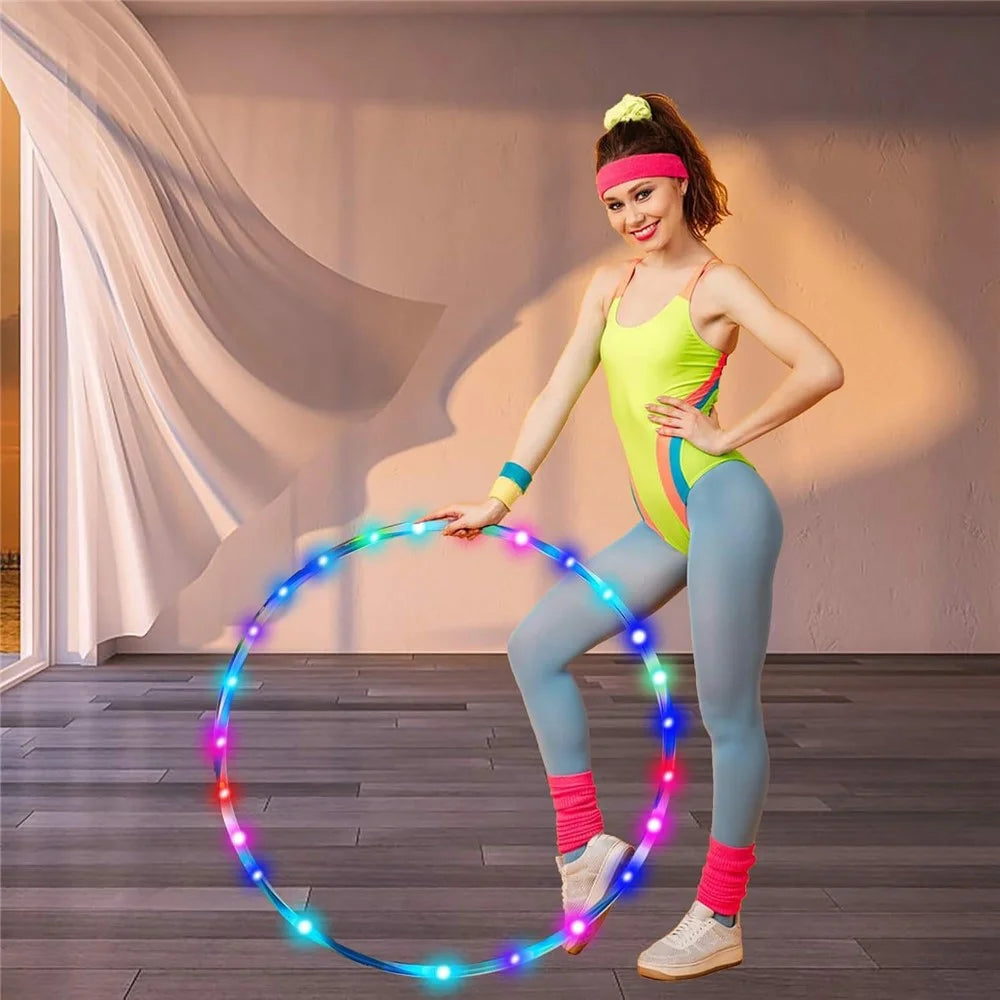 90cm LED Fitness Hoop Colorful Light Up Detachable Waist Hoop for Sports Training - 4