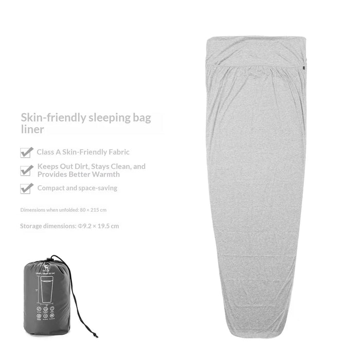 QUNATURE 600178 Sleeping Bag Liner 215x80cm Portable Travel Sheet Dustproof Warm Inner for Camping - Light Gray - 2