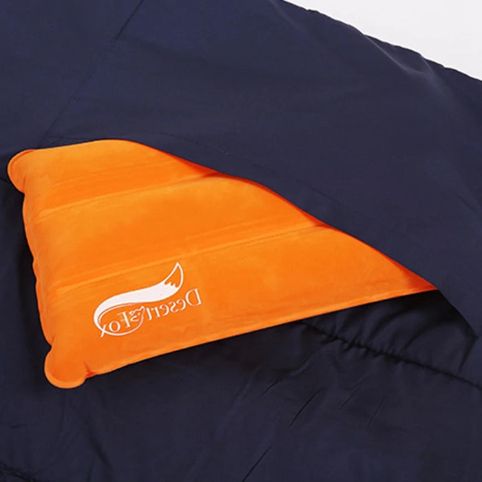 DESERT&FOX Double Sleeping Bag 2 Person Outdoor Camping Hiking Thick Sleeping Bag with 2 Pillows - Orange/Grey - 5