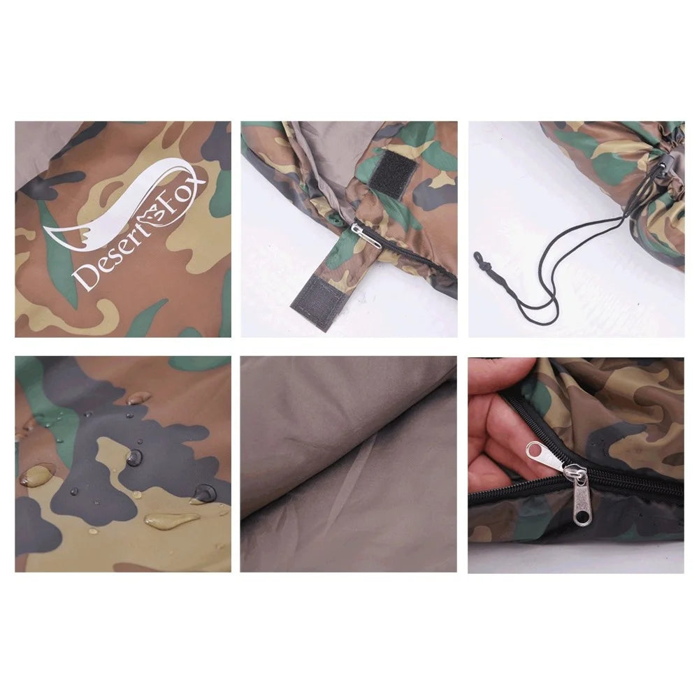 DESERT&FOX Outdoor Ultra-light Camouflage Adult Envelope Sleeping Bag Camping Hiking Warm Hollow Cotton Sleeping Bag - 5