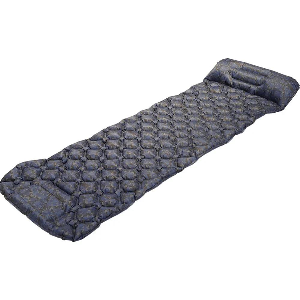Camping Mattress Sleeping Mat Built-In Foot Pump Inflatable Sleeping Pad - Blue - 1