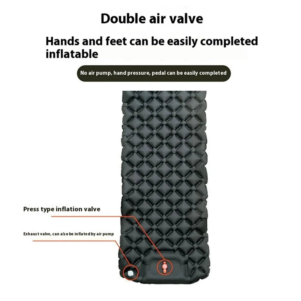 LX-T04 Easy Inflatable Camping Mattress Sleeping Mat TPU+Nylon Sleeping Pad - Navy Blue - 2