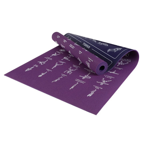 4mm PVC Yoga Mat Non-slip Fitness Exercise Mat with Yoga Poses Guide for Men Home Gym - Purple / Blue - 1