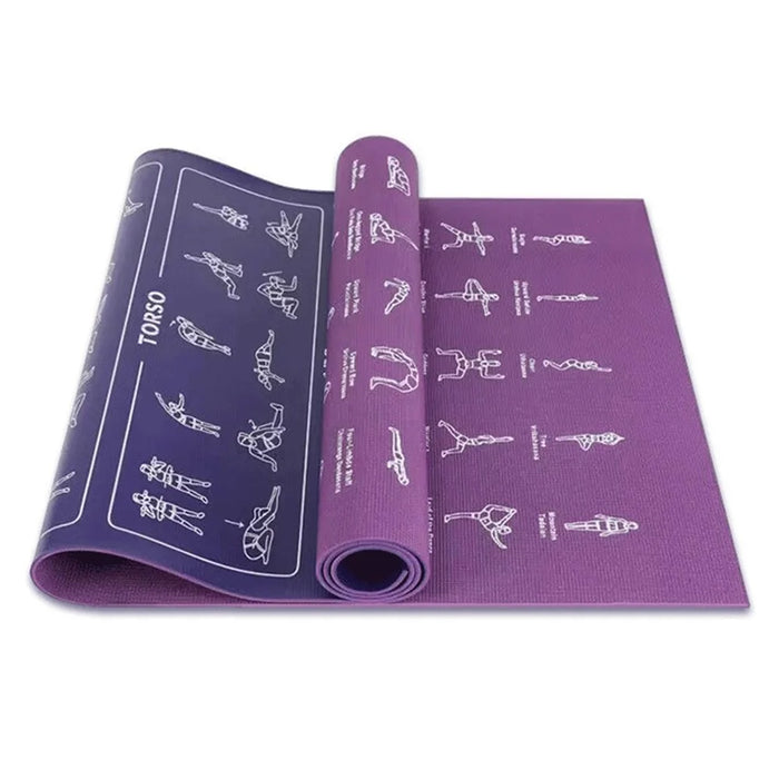 4mm PVC Yoga Mat Non-slip Fitness Exercise Mat with Yoga Poses Guide for Men Home Gym - Purple / Blue - 3