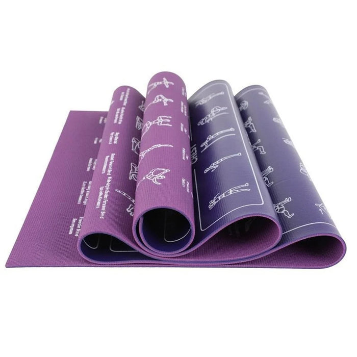 4mm PVC Yoga Mat Non-slip Fitness Exercise Mat with Yoga Poses Guide for Men Home Gym - Purple / Blue - 4
