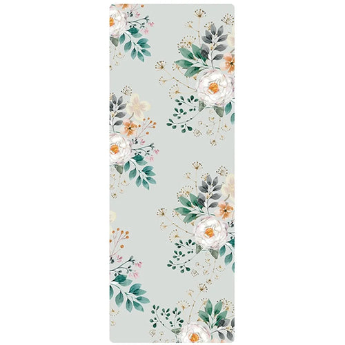 MEILEER 1.5mm Thickness Suede+Rubber Yoga Mat Foldable Fitness Exercise Pilates Anti-skid Floor Pad - Flower - 1