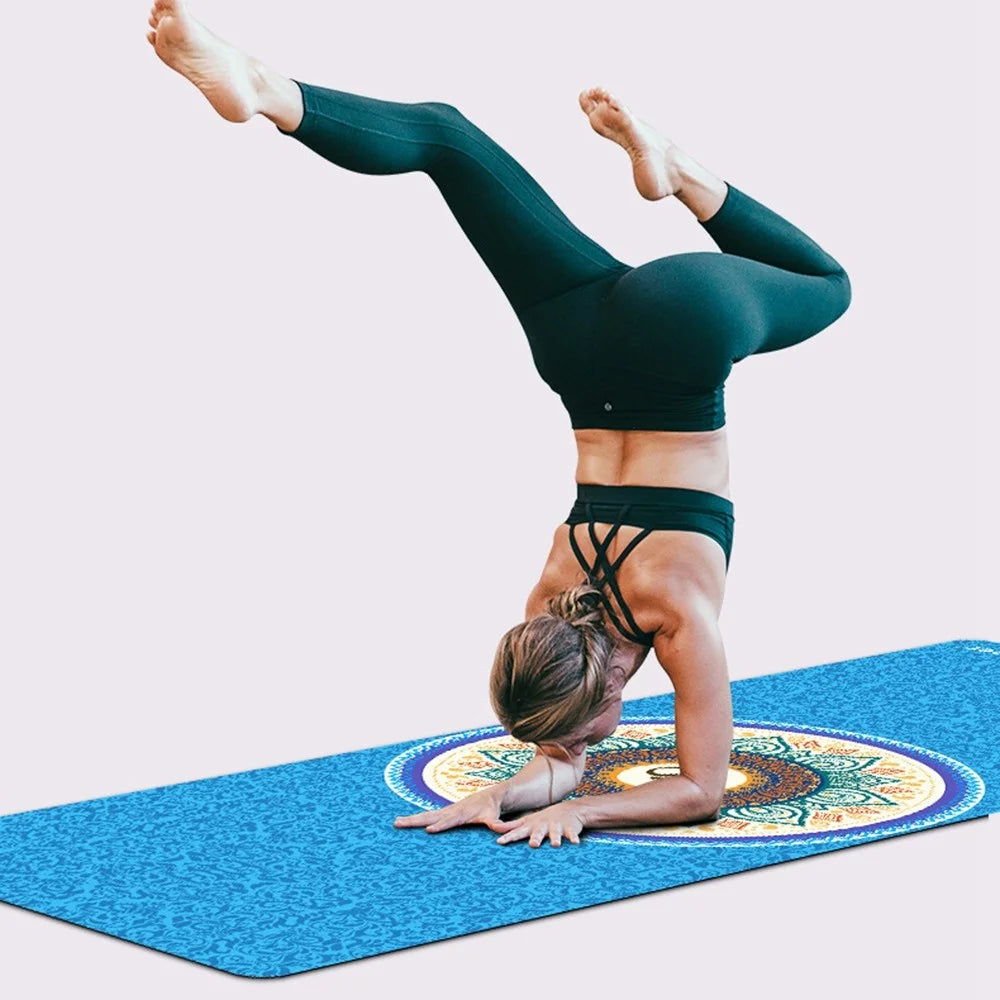 MEILEER 1.5mm Thickness Suede+Rubber Yoga Mat Foldable Fitness Exercise Pilates Anti-skid Floor Pad - Flower - 5