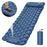 Camping Sleeping Pad Waterproof Mat Inflatable Sleeping Mattress Folding Single Bed with Air Pillow - Blue - 1