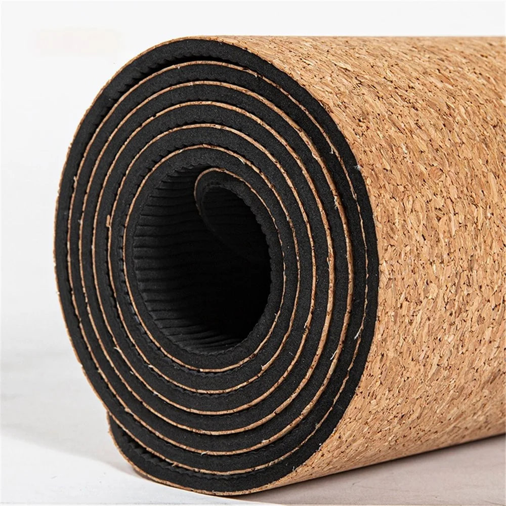 AMYUP 1830x610x5mm Cork + Natural Rubber Yoga Beginner Training Mat Anti-skid Fitness Exercise Pilates Floor Pad - 4