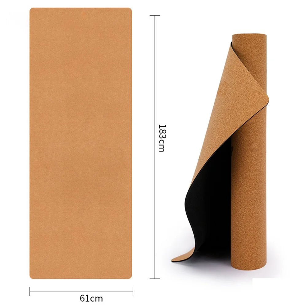 AMYUP 1830x610x5mm Cork + Natural Rubber Yoga Beginner Training Mat Anti-skid Fitness Exercise Pilates Floor Pad - 5