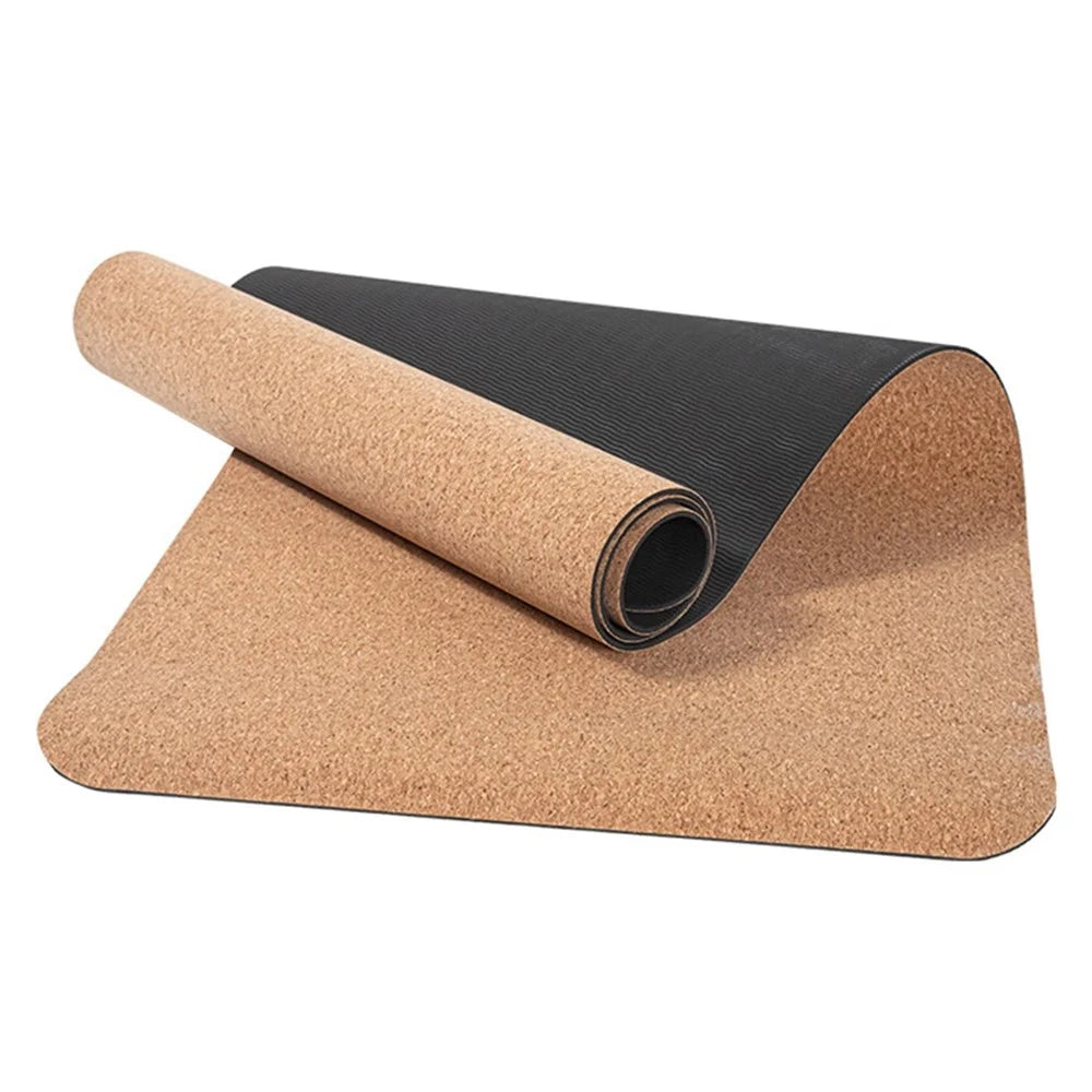 AMYUP 1830x610x5mm Cork + Natural Rubber Yoga Beginner Training Mat Anti-skid Fitness Exercise Pilates Floor Pad - 6