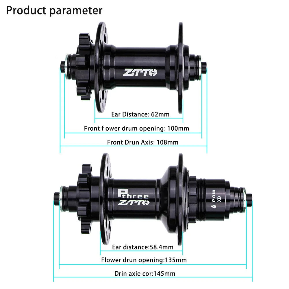 ZTTO P3 1 Pair MTB Bicycle 8-11 Speed 32H 6 Pawls Aluminum Alloy Disc Brake Hub - Black HG - 3