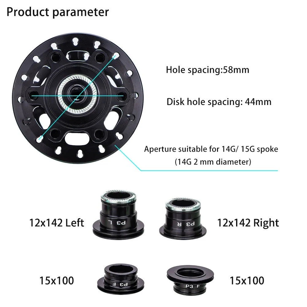 ZTTO P3 1 Pair MTB Bicycle 8-11 Speed 32H 6 Pawls Aluminum Alloy Disc Brake Hub - Black HG - 4