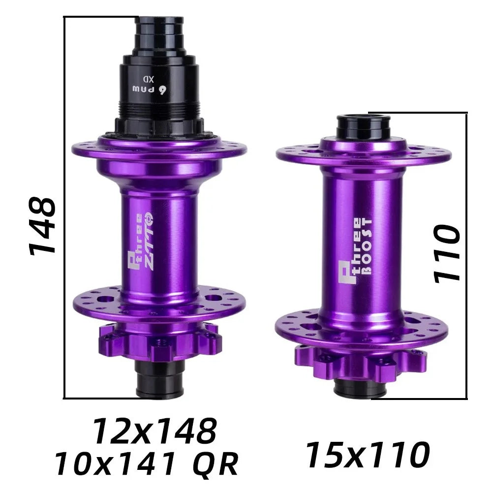 ZTTO P3boost 1 Pair Aluminum Alloy MTB Bicycle Front and Rear Wheel Hubs Bike Repair Parts - Black / HG - 7