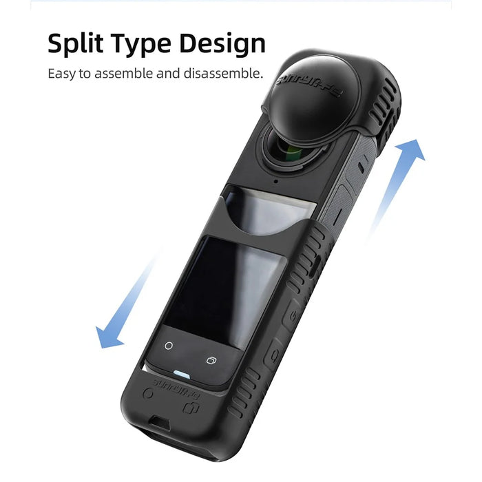 SUNNYLIFE X4-BHT818 For Insta360 X4 Silicone Protective Case Camera Sleeve with Lens Cap Cover - Black - 2