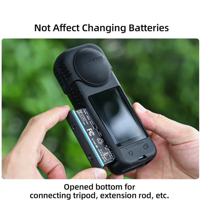 SUNNYLIFE X4-BHT818 For Insta360 X4 Silicone Protective Case Camera Sleeve with Lens Cap Cover - Black - 6