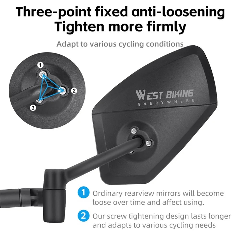 WEST BIKING YP0720048 1Pc Bike Handlebar End Rotatable Rearview Mirror Bicycle Safety Rearview Mirror - 2
