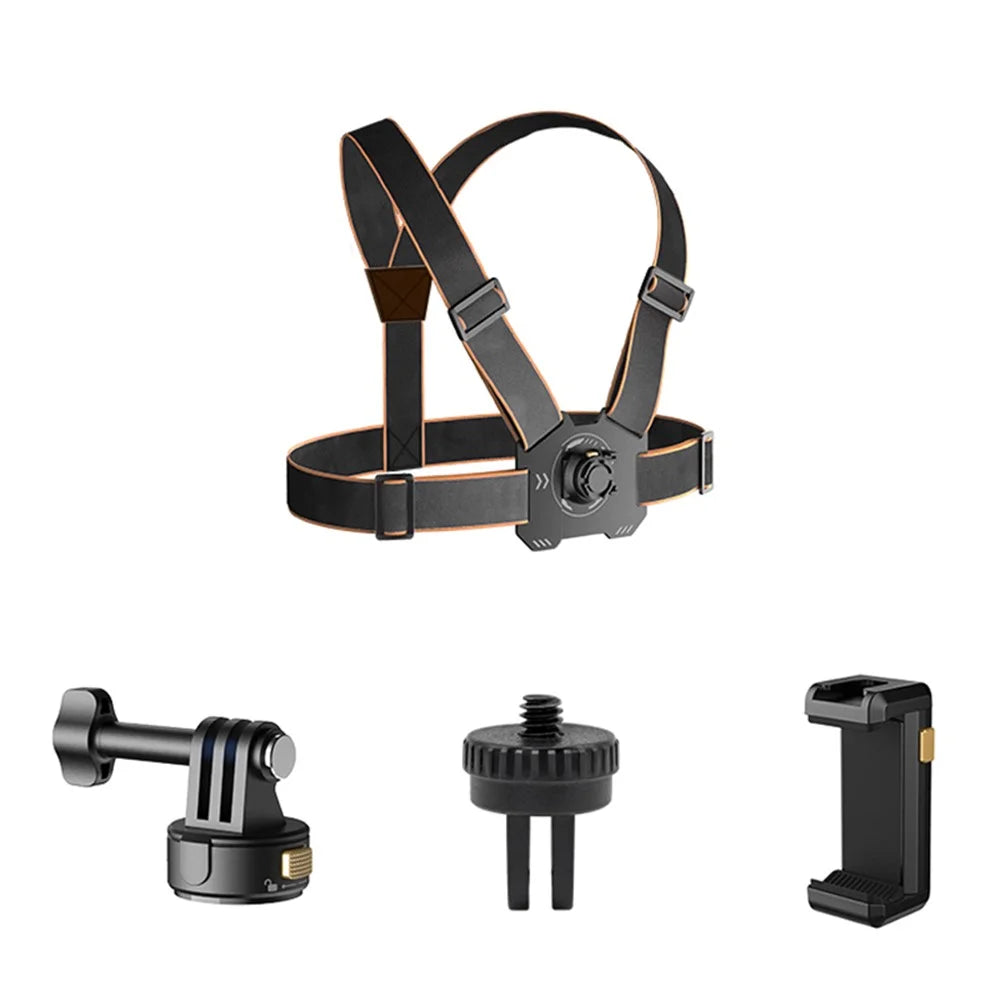 Gp-032 Action Camera Chest Strap + Magnetic Quick Release Base + 1 / 4 Mini Adapter + Phone Clip - 1