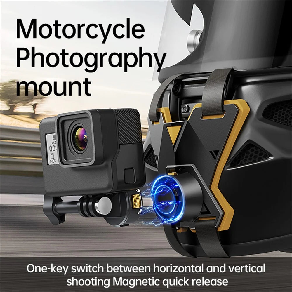 JX-XBDO1-MM For GoPro Action Camera Helmet Chin Holder Strap with Magnetic Base + Mini Adapter + Phone Clip - 2