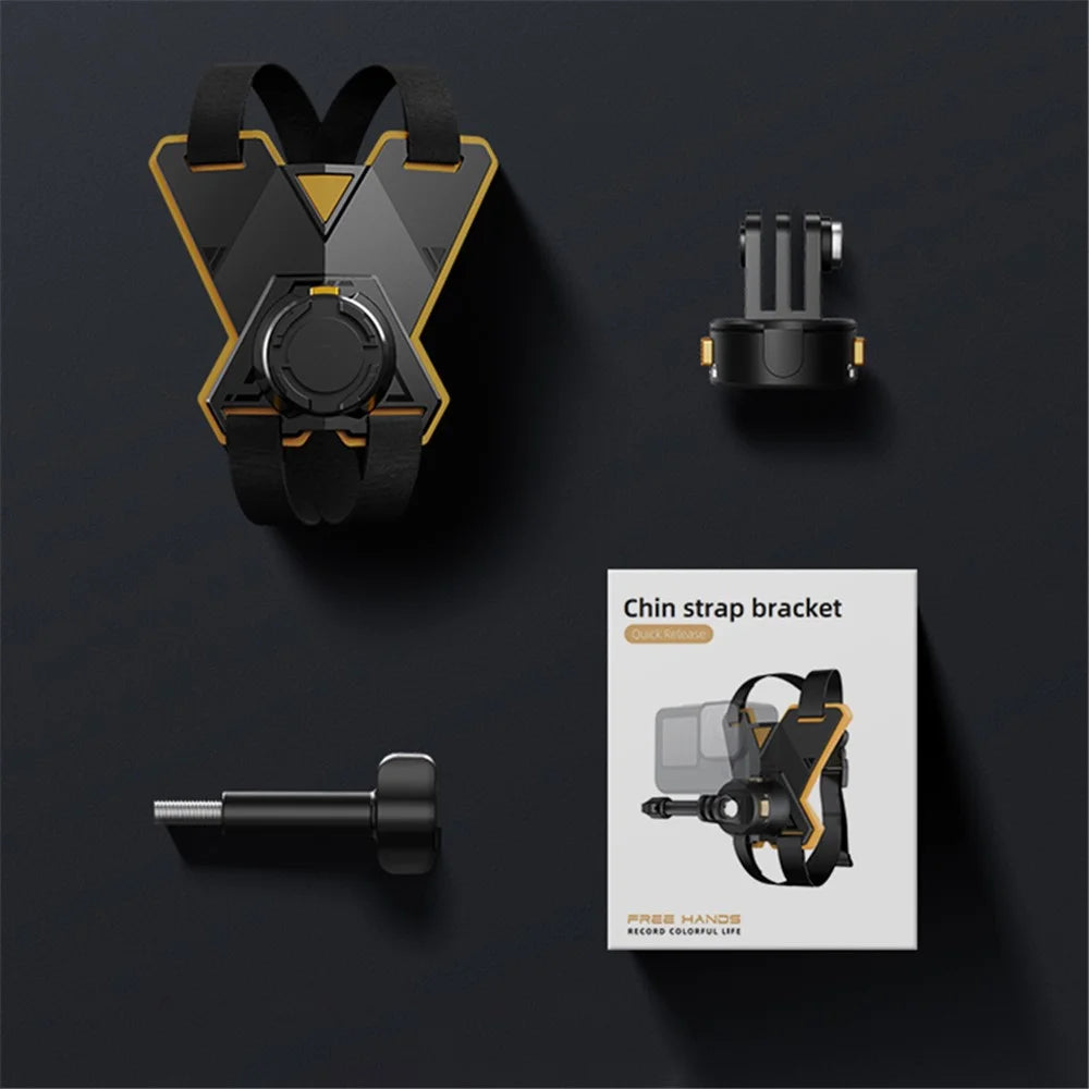 JX-XBDO1-MM For GoPro Action Camera Helmet Chin Holder Strap with Magnetic Base + Mini Adapter + Phone Clip - 7