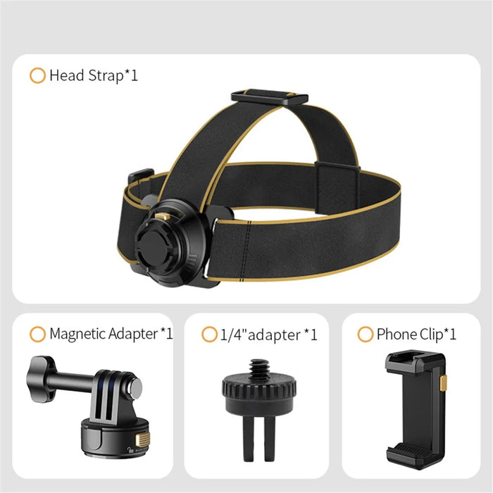 Gp-034 First-Person View Head-Mounted Bracket Headband+For GoPro Magnetic Adapter Base+Phone Clip - 2