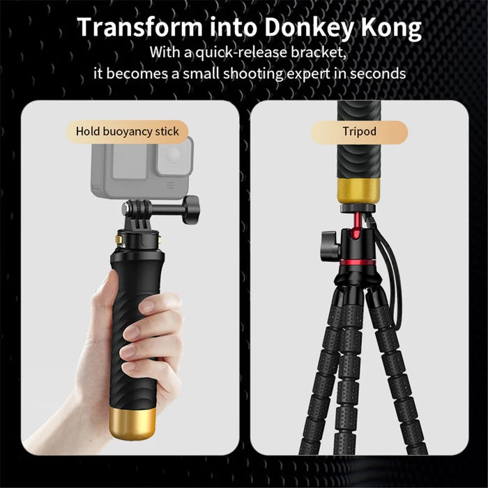 JX-FLB02-M For GoPro Hero 12 / 11 / 10 Action Camera Floating Hand Grip+Quick-Release Base+Phone Clip - 5