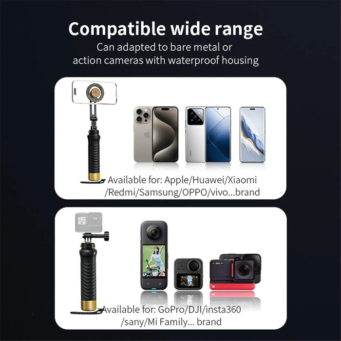 JX-FLB02-M For GoPro Hero 12 / 11 / 10 Action Camera Floating Hand Grip+Quick-Release Base+Phone Clip - 7