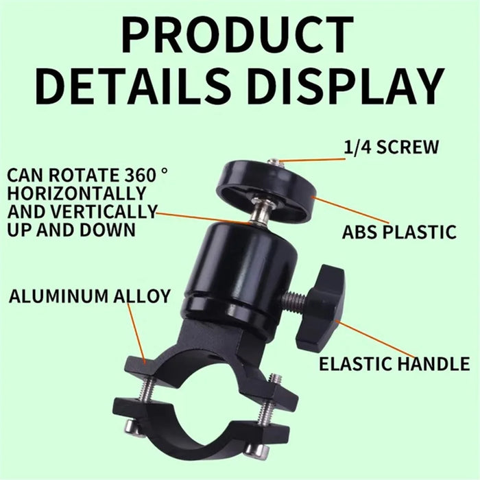 X029 Bicycle Action Camera Holder Aluminum Alloy Rotatable Bike Handlebar Camera Mount Adapter - 4