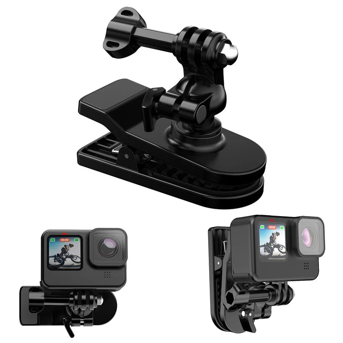 For GoPro / DJI / Insta360 Action Camera 360 Degrees Rotation Backpack Clip Camera Mount Bracket - 1