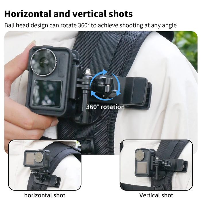 For GoPro / DJI / Insta360 Action Camera 360 Degrees Rotation Backpack Clip Camera Mount Bracket - 6