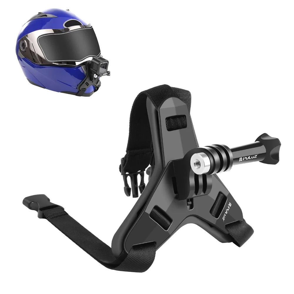 PULUZ PU579 For GoPro Hero 11 / 10 Sports Camera Motorcycle Helmet Mount Chin Bracket - Black - 1