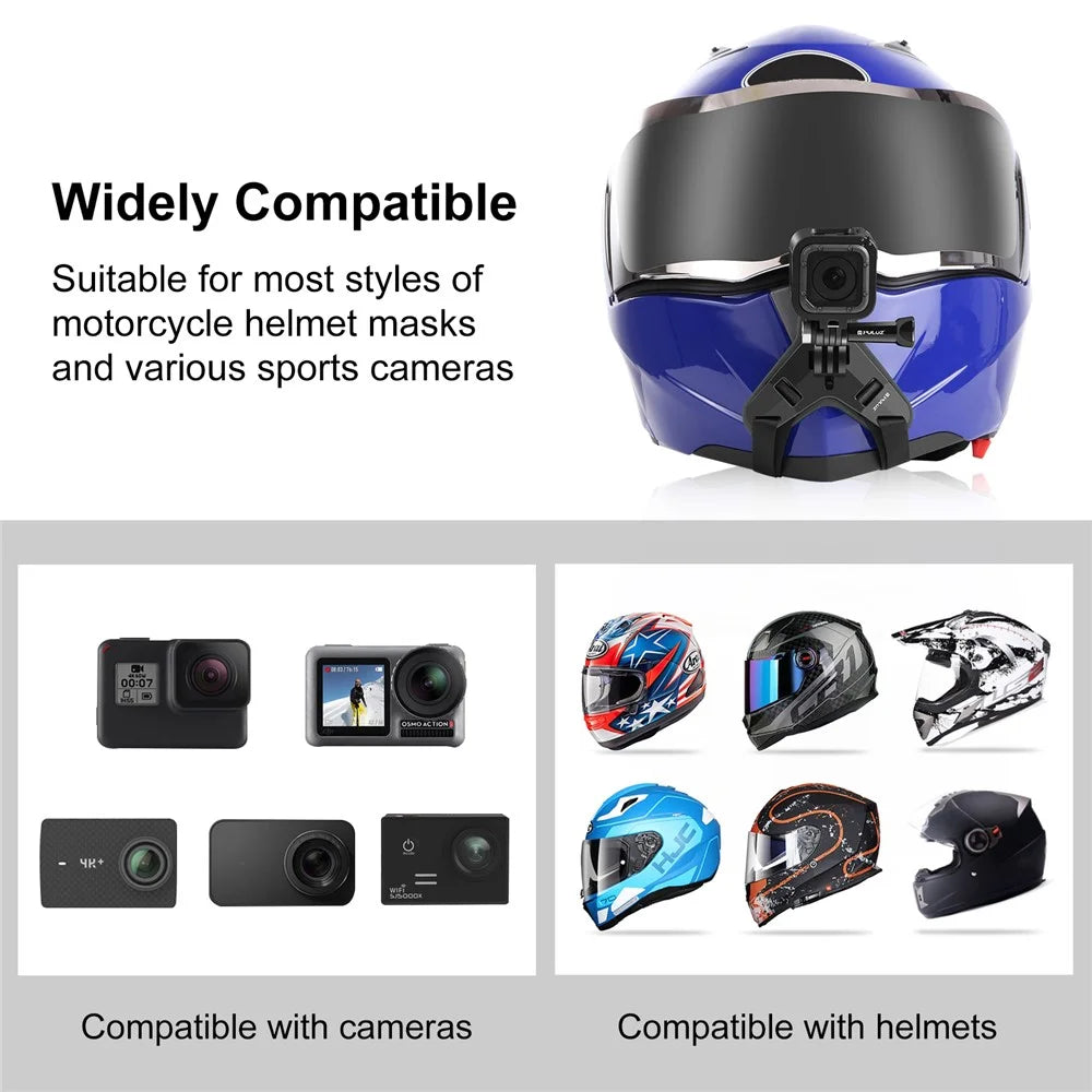 PULUZ PU579 For GoPro Hero 11 / 10 Sports Camera Motorcycle Helmet Mount Chin Bracket - Black - 6