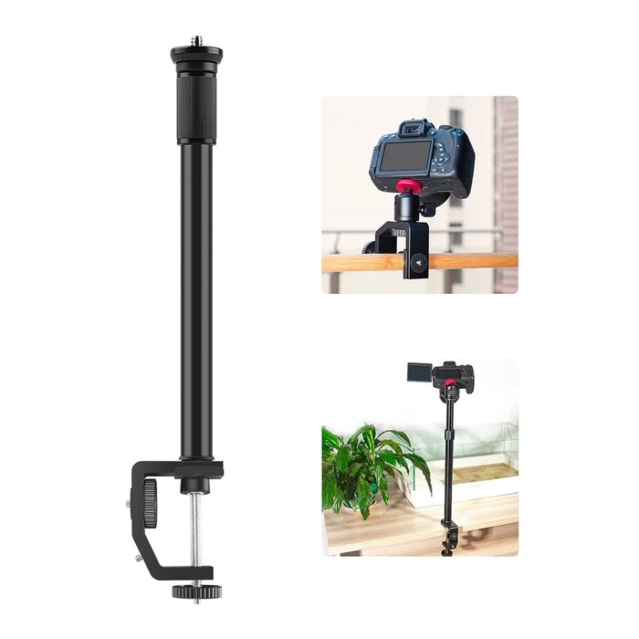 PULUZ PU3063B C-Clamp with Adjustable Center Column Extension Rod, Rod Length 33-60cm - 1