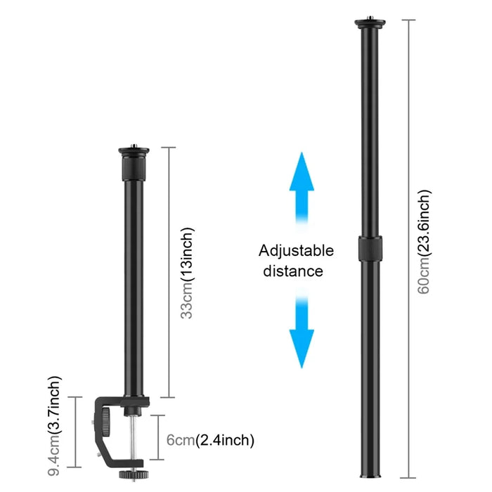 PULUZ PU3063B C-Clamp with Adjustable Center Column Extension Rod, Rod Length 33-60cm - 5