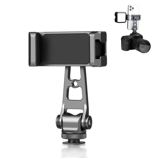 PULUZ PU3207B Cold Shoe Phone Clamp 360-Degree Rotation Aluminum Alloy Phone Clip Bracket - 1