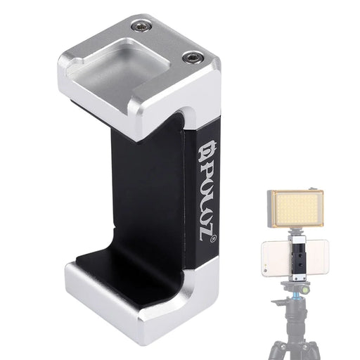 PULUZ PU370 Cold Shoe Adapter Phone Clamp Aluminum Alloy Retractable Phone Clip - 1