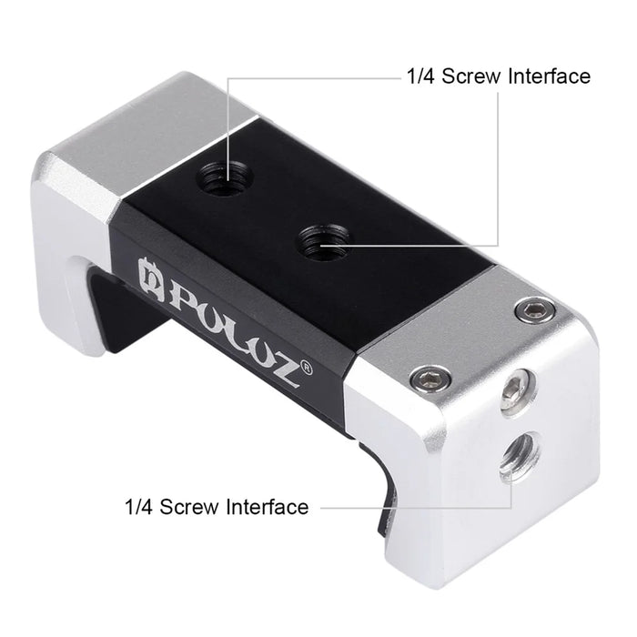 PULUZ PU370 Cold Shoe Adapter Phone Clamp Aluminum Alloy Retractable Phone Clip - 6