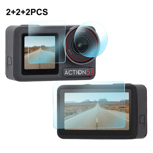 SUNNYLIFE OA5-BHM884 2Set Tempered Glass Screen Protector for DJI Osmo Action 5 Pro Camera Accessories (2 Main Screen + 2 Small Screen + 2 Lens) - 1