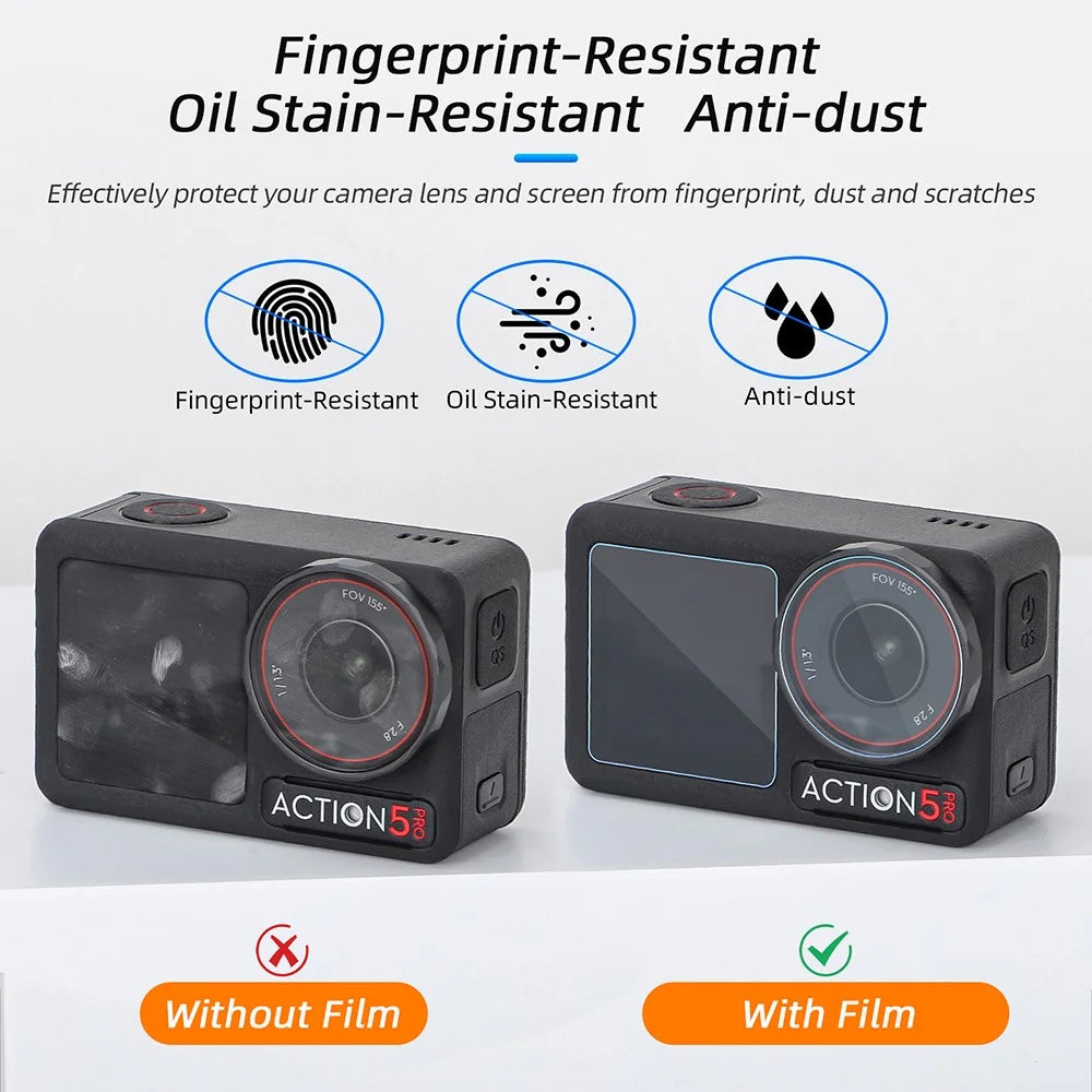 SUNNYLIFE OA5-BHM884 2Set Tempered Glass Screen Protector for DJI Osmo Action 5 Pro Camera Accessories (2 Main Screen + 2 Small Screen + 2 Lens) - 4