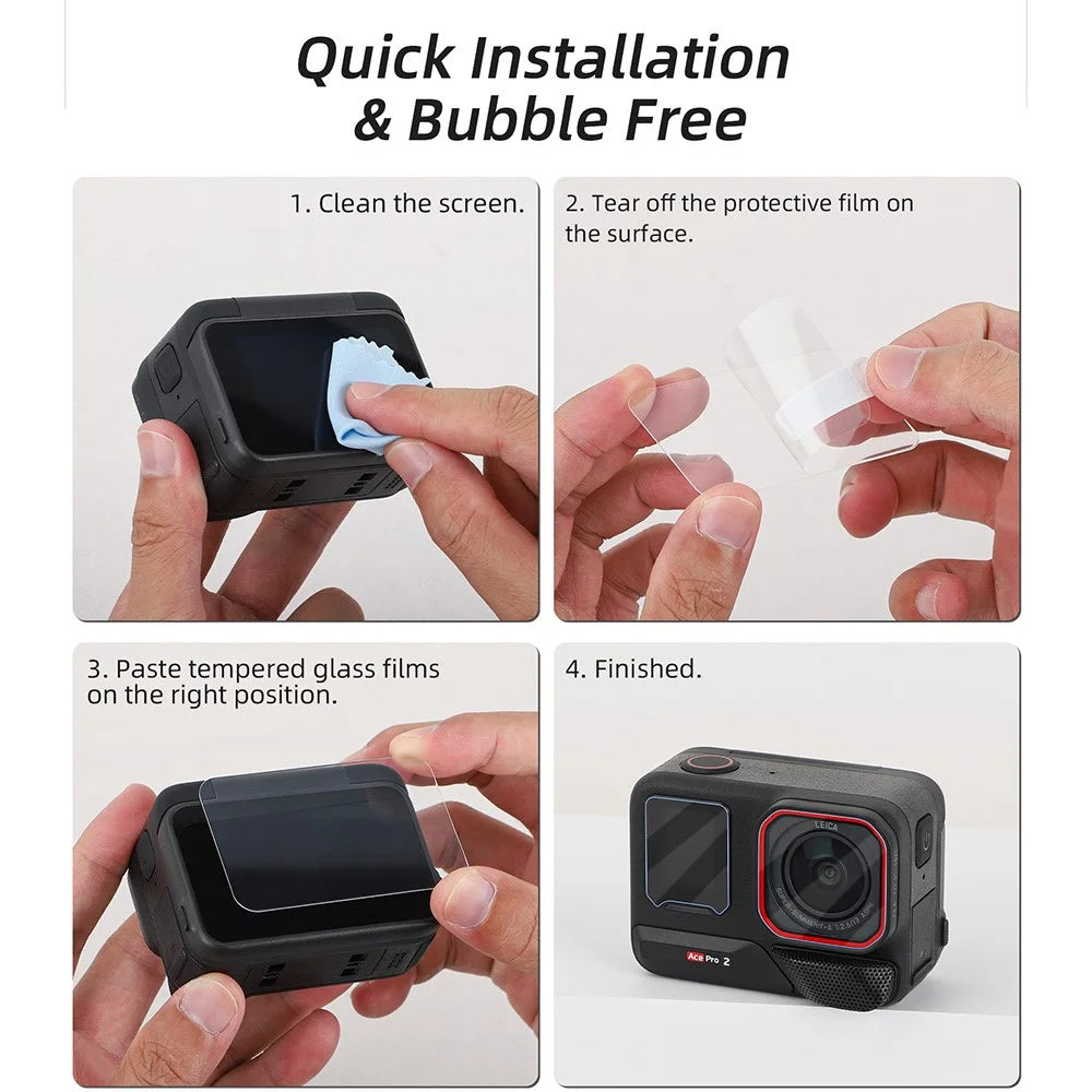 SUNNYLIFE EP2-BHM917 For Insta360 Ace Pro 2 Camera 2 Set Tempered Glass Camera Screen Lens Films - 4