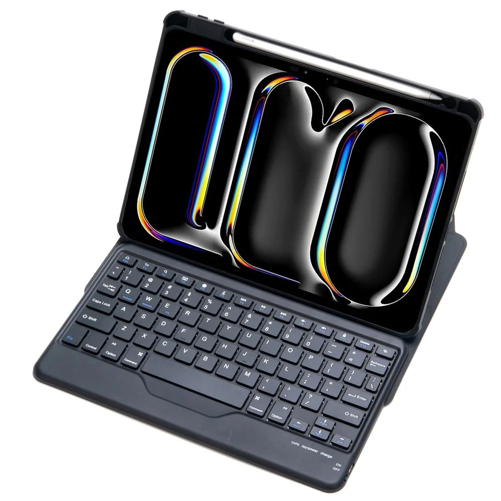 L13-B For iPad Pro 11 (2024) PU Leather+Acrylic Tablet Rotary Stand Cover with Keyboard - Black - 5