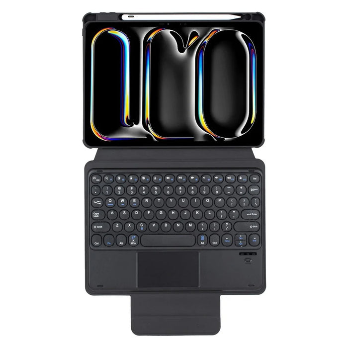 YL13-A For iPad Pro 11 (2024) PU+Acrylic Rotary Stand Tablet Cover with Round Key Touchpad Keyboard - Black - 4