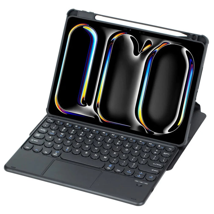YL13-A For iPad Pro 11 (2024) PU+Acrylic Rotary Stand Tablet Cover with Round Key Touchpad Keyboard - Black - 5
