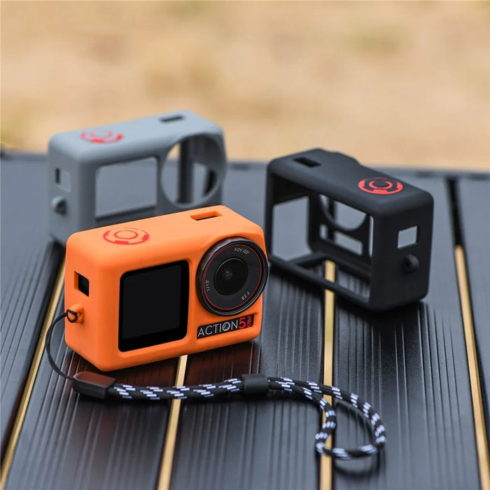 STARTRC For DJI Osmo Action 5 Pro Silicone Frame Sports Camera Protective Case with Lens Cover - Black - 7