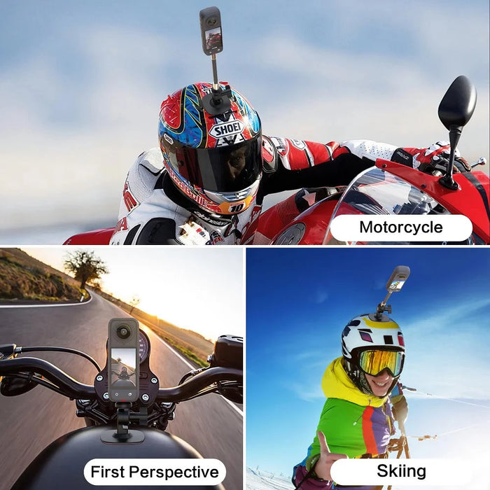 GP383A Gear Design Flexible TPU Motorcycle Helmet Mount Action Camera Holder Adhesive Base - 4