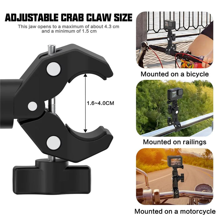GP384 Motorcycle Handlebar Mount Action Camera Clamp Adapter Crab Plier Clip - 2