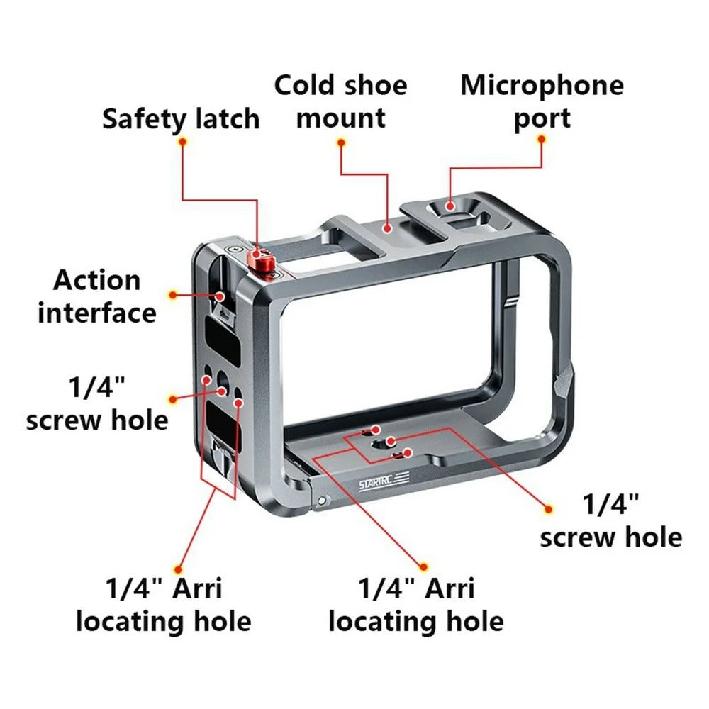 STARTRC 1145595 For DJI Osmo Action 5 Pro Sports Camera Metal Cage Extension Frame - 2