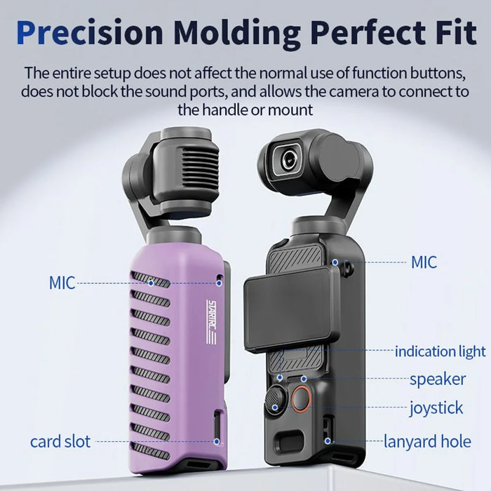 STARTRC For DJI Osmo Pocket 3 TPU Protective Case Anti-Drop Camera Body Cover - Black - 4