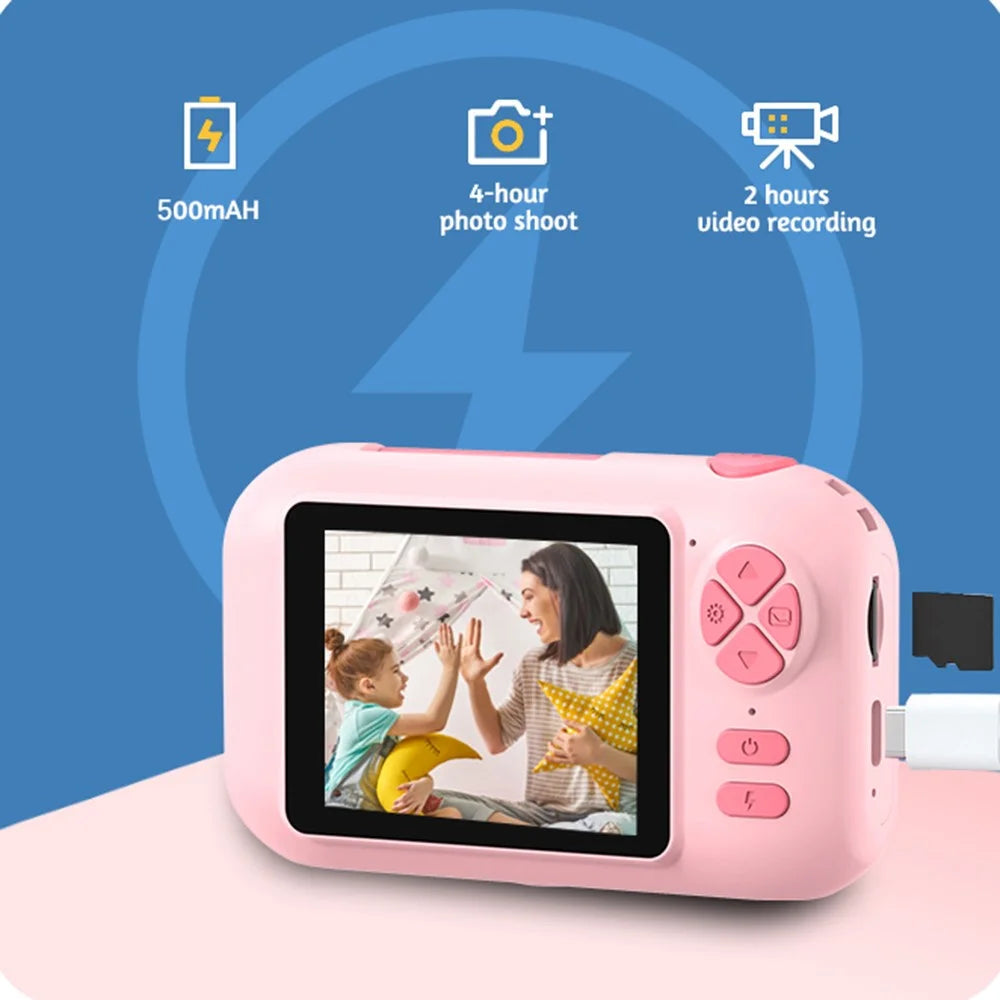 F79 2.4 Inch HD Kids Camera Flip Lens Smart Focus Digital Camera Camcorder (Without Tripod) - Pink - 7