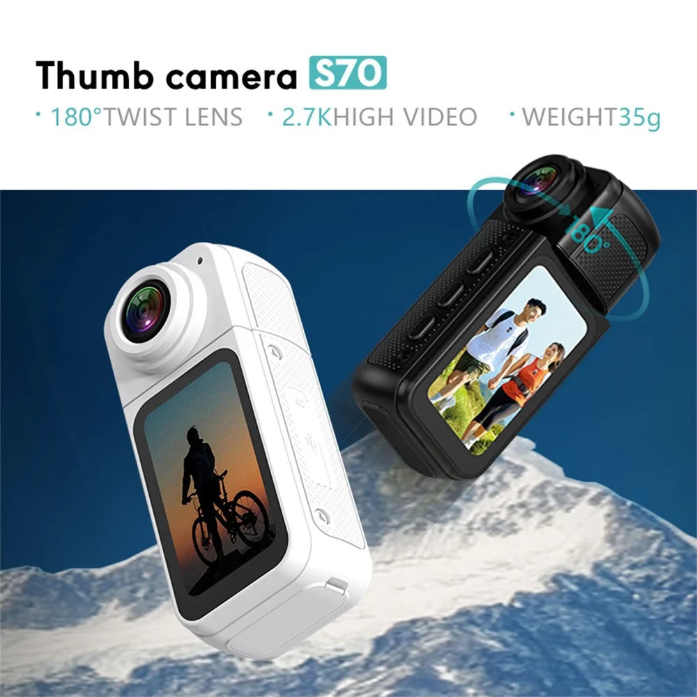 S70 Thumb Camera Rotation Lens WiFi DV Camera 2.7K HD First Person View Sports Cycling Pet Camera - Black - 6